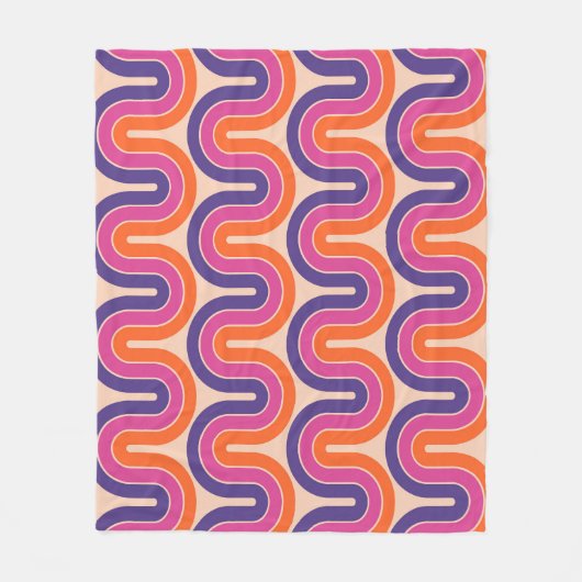 Kleurrijk retro geometrisch golfontwerp fleece deken (Voorkant)