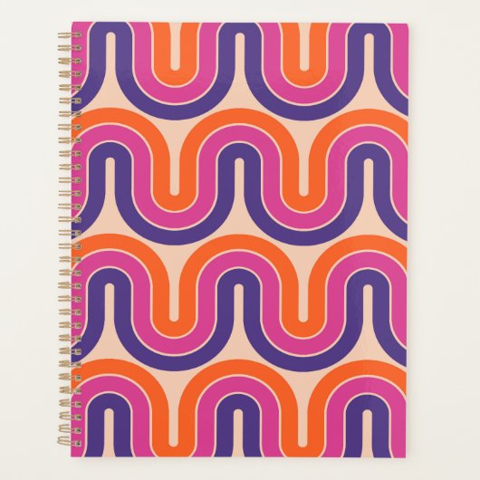 Kleurrijk retro geometrisch golfontwerp planner (Voorkant)