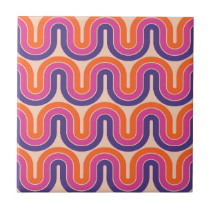 Kleurrijk retro geometrisch golfontwerp tegeltje