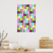 Kleurrijk Retro Geometrisch Patroon Poster (Keuken)