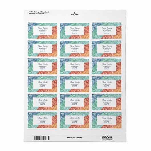 Kleurrijk Retro Groovy Regenboog Bloemen Adres Etiket (Full Sheet)