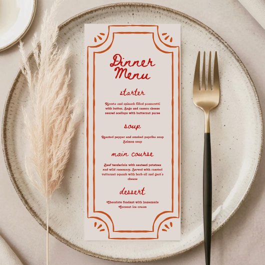 Kleurrijk Retro Handgeschreven Trouwfeest Menu