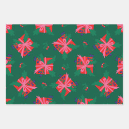 Kleurrijk Retro Kerstinpakpapier Inpakpapier Vel