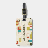 Kleurrijk retro Mid-Century geometrisch patroon Bagagelabel (Voorkant verticaal)