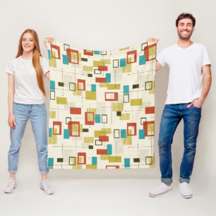 Kleurrijk Retro Mid-Century geometrisch patroon Fleece Deken