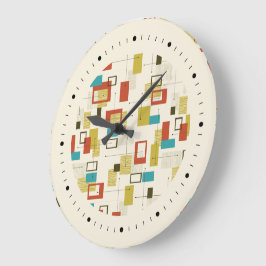 Kleurrijk Retro Mid-Century geometrisch patroon Grote Klok