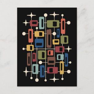 Kleurrijk Retro Midden Eeuw Modern Atomair Abstrac Briefkaart