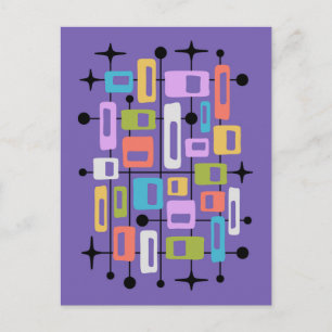 Kleurrijk Retro Midden Eeuw Modern Atomair Abstrac Briefkaart