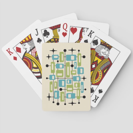 Kleurrijk Retro Midden Eeuw Modern Atomair Abstrac Pokerkaarten (Achterkant)