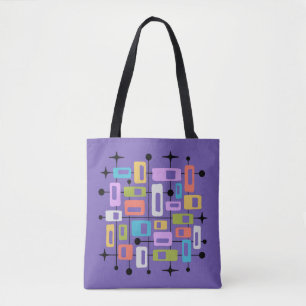 Kleurrijk Retro Midden Eeuw Modern Atomair Abstrac Tote Bag