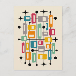 Kleurrijk Retro Midden Jaren 50 Modern Atomair Abs Briefkaart