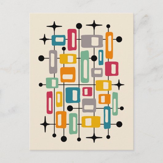 Kleurrijk Retro Midden Jaren 50 Modern Atomair Abs Briefkaart (Voorkant)