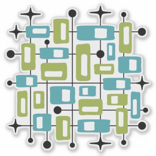 Kleurrijk Retro Midden Jaren 50 Modern Atomair Abs Sticker (Voorkant)