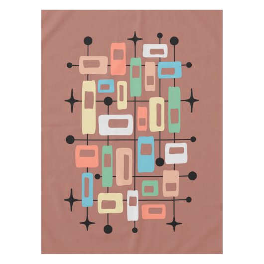 Kleurrijk Retro Midden Jaren Vijftig Modern Atomai Tafelkleed (Voorkant)