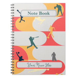 Kleurrijk Retro Multi-Sport Silhouet Gepersonalise Notitieboek