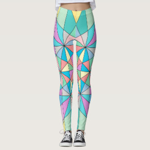 Kleurrijk retro Pastel Mozaïek Driehoek Ster Patro Leggings