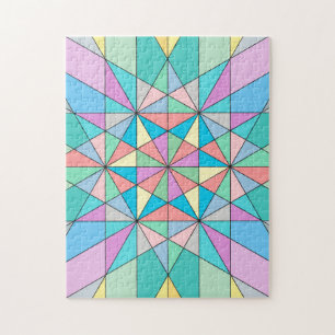 Kleurrijk retro Pastel Mozaïek Driehoek Ster Patro Legpuzzel