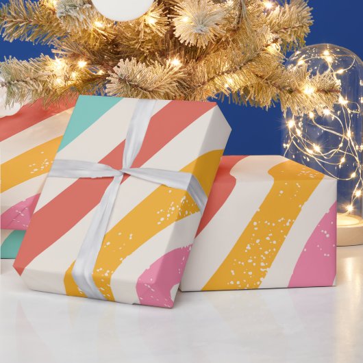 Kleurrijk Retro Patroon Cadeaupapier (Feestdagen)