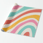 Kleurrijk Retro Patroon Cadeaupapier (Uitgerold)