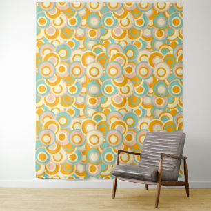 Kleurrijk retro patroon in pasteltinten oranje wandkleed