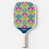 Kleurrijk Retro Patroon Monogram Naam Pickleball Paddle (Achterkant)