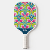 Kleurrijk Retro Patroon Monogram Naam Pickleball Paddle (Voorkant)