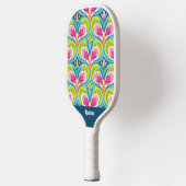 Kleurrijk Retro Patroon Monogram Naam Pickleball Paddle (Links)