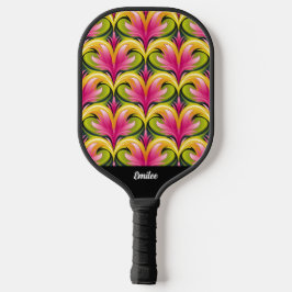 Kleurrijk Retro Patroon Monogram Naam Pickleball Paddle
