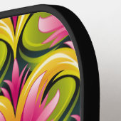 Kleurrijk Retro Patroon Monogram Naam Pickleball Paddle (Links Detail)