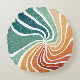 Kleurrijk Retro Patroon Stijl Rond Kussen