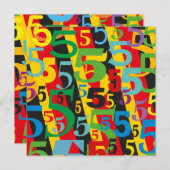 Kleurrijk Retro Patroon voor Vijfde Trouwdag Kaart (Voorkant / Achterkant)