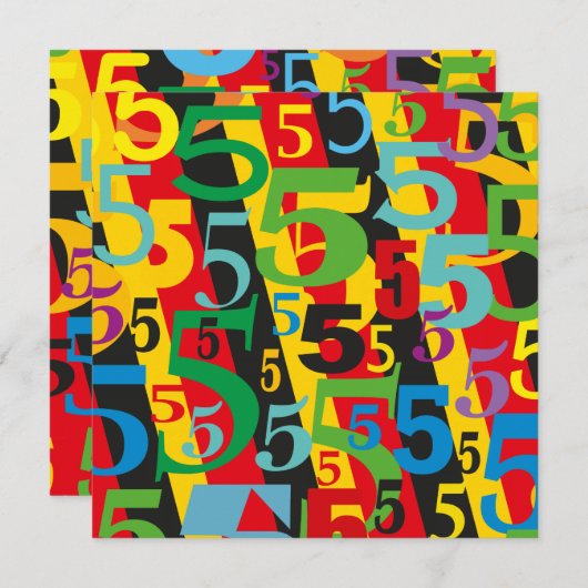 Kleurrijk Retro Patroon voor Vijfde Trouwdag Kaart (Voorkant / Achterkant)