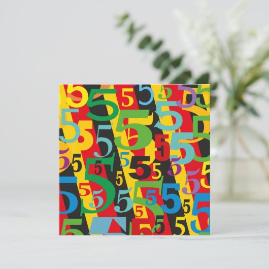 Kleurrijk Retro Patroon voor Vijfde Trouwdag Kaart (Staand voorkant)