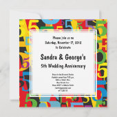 Kleurrijk Retro Patroon voor Vijfde Trouwdag Kaart (Achterkant)