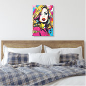 Kleurrijk Retro Pop Art Portret Canvas Afdruk (Insitu (Slaapkamer))