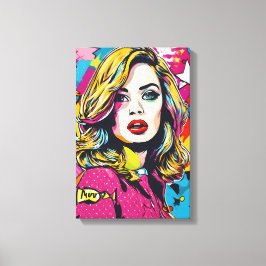 Kleurrijk Retro Pop Art Portret Canvas Afdruk