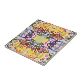 Kleurrijk Retro Psychodelisch Kaleidoscoop Abstrac Tegeltje