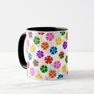 Kleurrijk Retro Regenboog Bloemen Design Wit  Mok