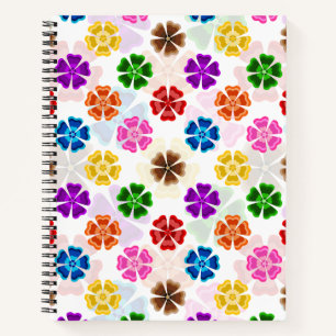 Kleurrijk Retro Regenboog Bloemen Design Wit Notitieboek