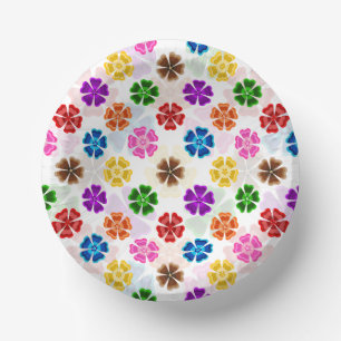 Kleurrijk Retro Regenboog Bloemen Design Wit  Papieren Kommen