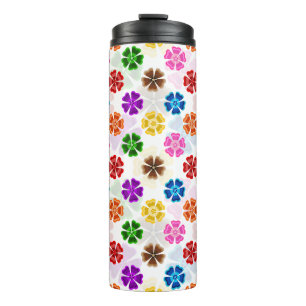 Kleurrijk Retro Regenboog Bloemen Design Wit Thermosbeker
