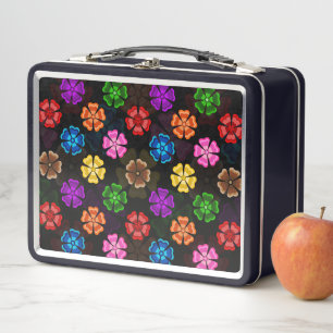 Kleurrijk Retro Regenboog Bloemen Design Zwart