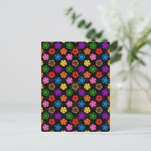 Kleurrijk Retro Regenboog Bloemen Design Zwart Briefkaart