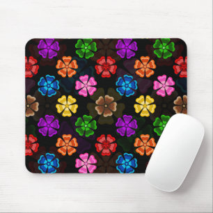 Kleurrijk Retro Regenboog Bloemen Design Zwart Muismat