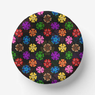 Kleurrijk Retro Regenboog Bloemen Design Zwart Papieren Kommen