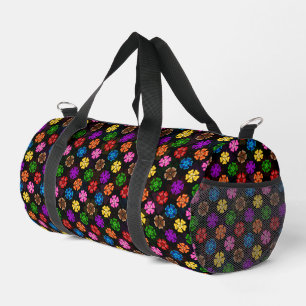 Kleurrijk Retro Regenboog Bloemen Design Zwart Plunjezak