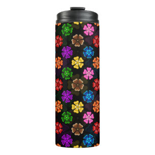 Kleurrijk Retro Regenboog Bloemen Design Zwart Thermosbeker