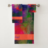 Kleurrijk Retro roroze rood en groen Bad Handdoek (Insitu)