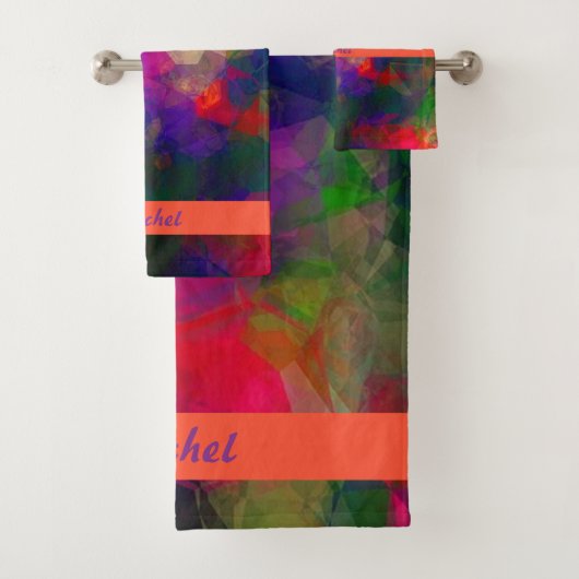 Kleurrijk Retro roroze rood en groen Bad Handdoek (Insitu)