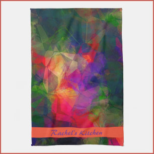 Kleurrijk Retro roroze rood en groen Theedoek